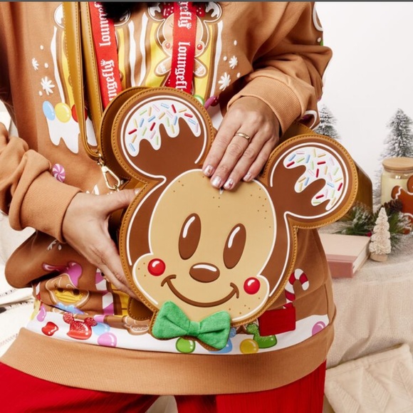 Loungefly Mickey & Minnie Gingerbread Cookie Crossbody Bag - Picture 2 of 6